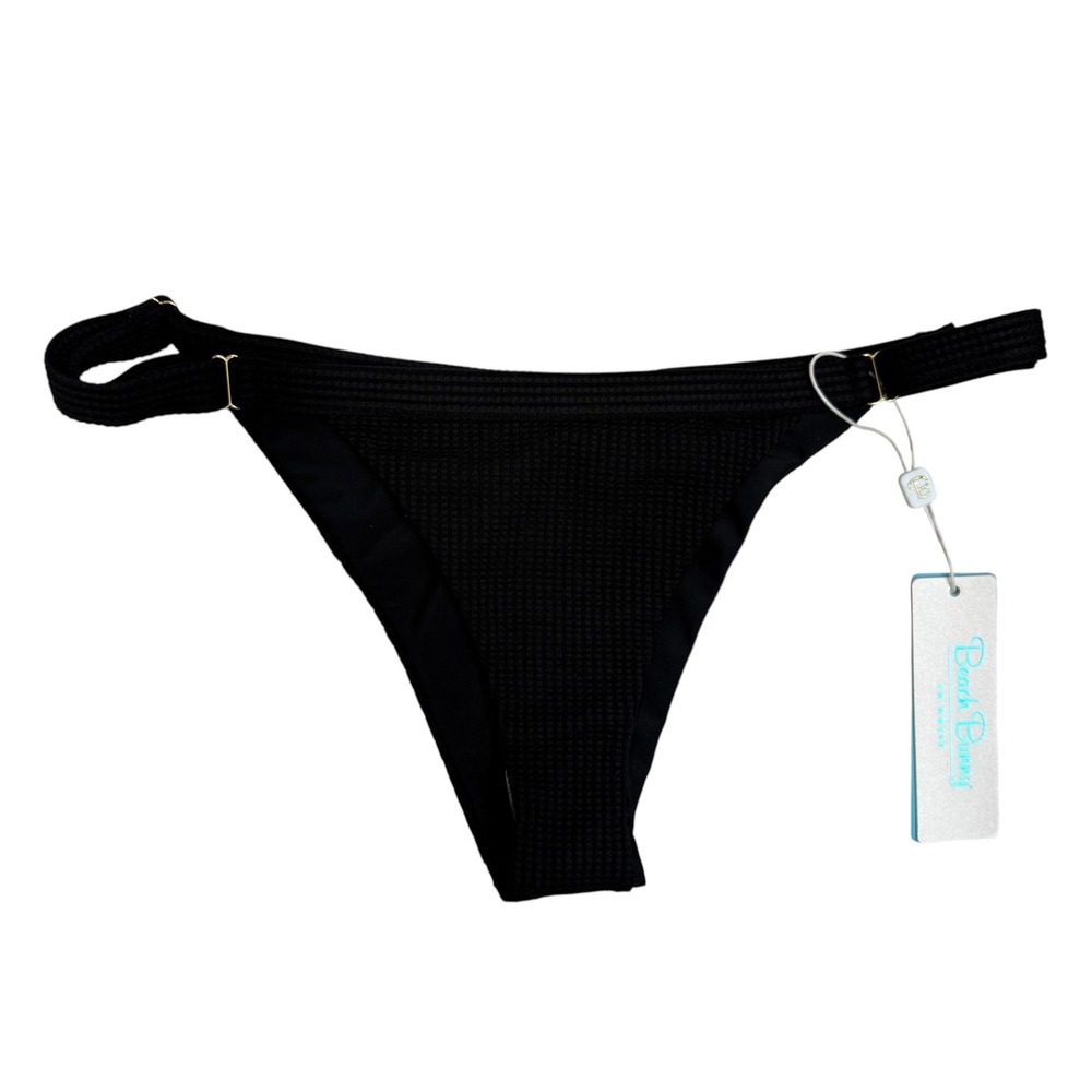 NWT Beach Bunny Bikini Bottoms Womens 2XL Black Reese Skimpy Waffle Knit